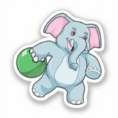 Elephant bij Bowling met Bowling ball Sticker (Voorkant)