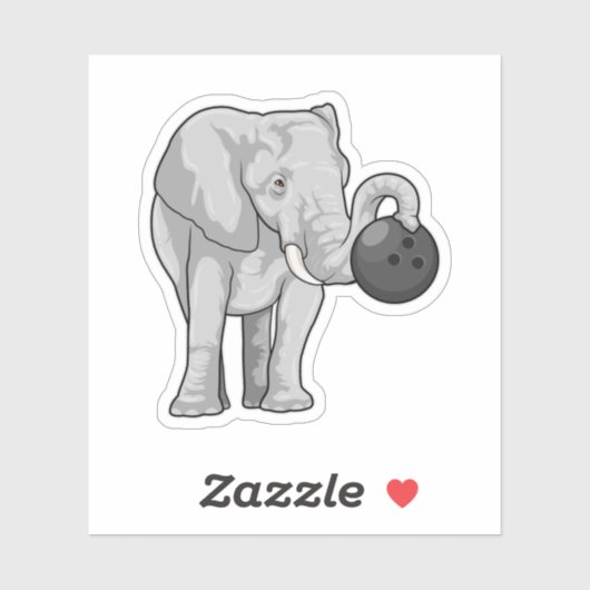Elephant bij Bowling met Bowling ball Sticker (Vel)