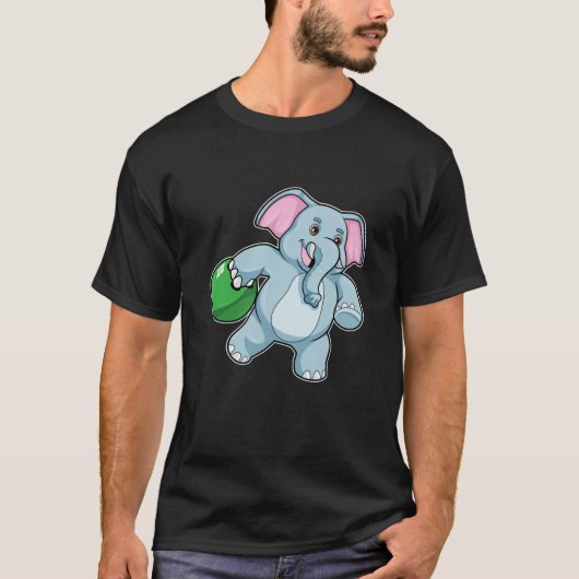 Elephant bij Bowling met Bowling ball T-shirt (Voorkant)