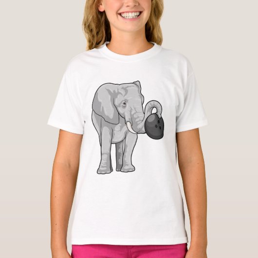 Elephant bij Bowling met Bowling ball T-shirt (Voorkant)