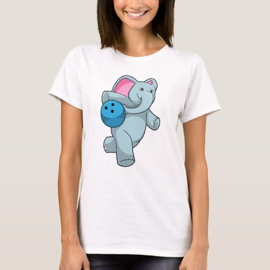 Elephant bij Bowling met Bowling ball T-shirt (Voorkant)