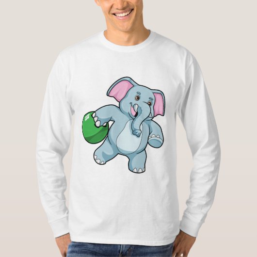 Elephant bij Bowling met Bowling ball T-shirt (Voorkant)