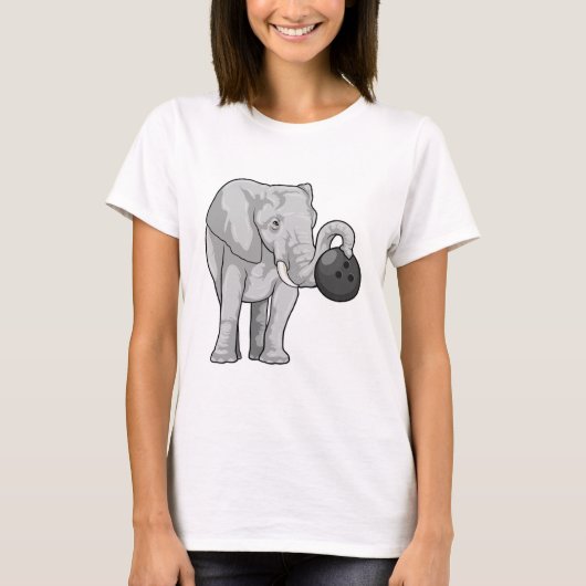 Elephant bij Bowling met Bowling ball T-shirt (Voorkant)