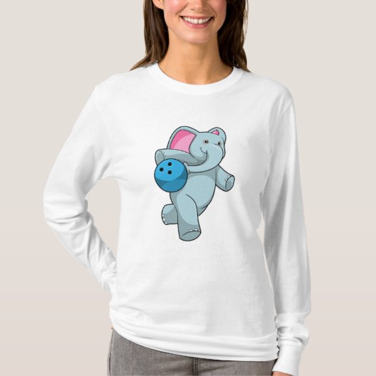 Elephant bij Bowling met Bowling ball T-shirt (Voorkant)
