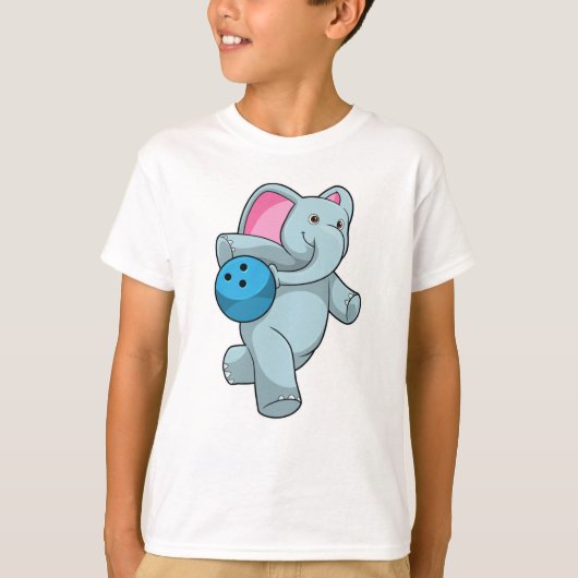 Elephant bij Bowling met Bowling ball T-shirt (Voorkant)