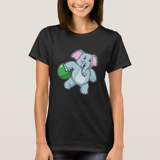 Elephant bij Bowling met Bowling ball T-shirt (Voorkant)