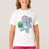 Elephant bij Bowling met Bowling ball T-shirt (Voorkant)