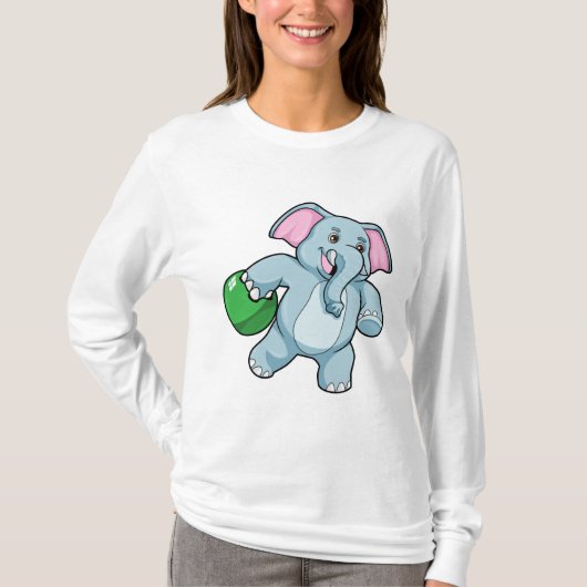 Elephant bij Bowling met Bowling ball T-shirt (Voorkant)