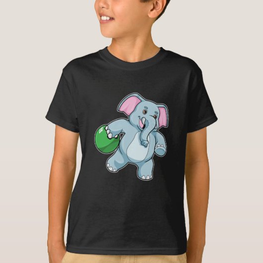 Elephant bij Bowling met Bowling ball T-shirt (Voorkant)