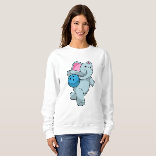 Elephant bij Bowling met Bowling ball Trui (Voorkant volledig)
