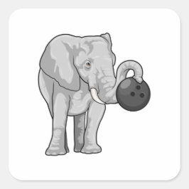 Elephant bij Bowling met Bowling ball Vierkante Sticker