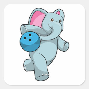 Elephant bij Bowling met Bowling ball Vierkante Sticker
