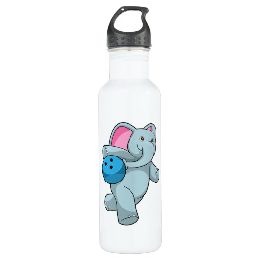 Elephant bij Bowling met Bowling ball Waterfles (Voorkant)