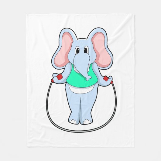Elephant bij fitness met afneemtouw.PNG Fleece Deken (Voorkant)