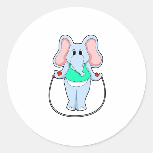 Elephant bij fitness met afneemtouw.PNG Ronde Sticker (Voorkant)