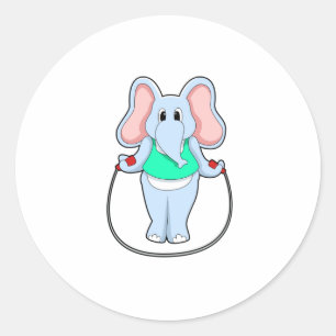 Elephant bij fitness met afneemtouw.PNG Ronde Sticker