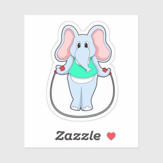 Elephant bij fitness met afneemtouw.PNG Sticker (Vel)