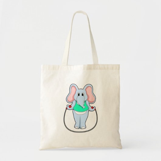 Elephant bij fitness met afneemtouw.PNG Tote Bag (Voorkant)