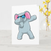 Elephant bij Hip Hop Dance Dab Kaart (Gele Bloem)