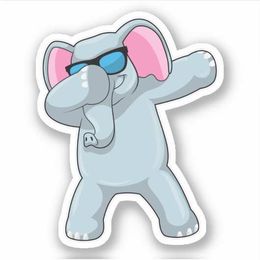 Elephant bij Hip Hop Dance Dab Sticker (Voorkant)
