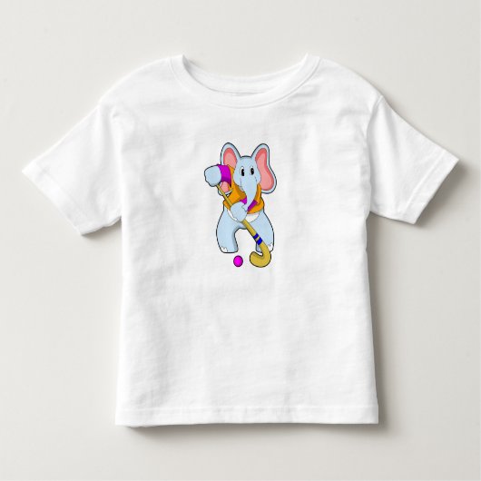 Elephant bij Hockey met Hockey bat Kinder Shirts (Voorkant)