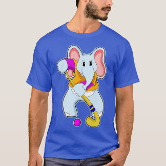 Elephant bij Hockey met Hockey bat T-shirt