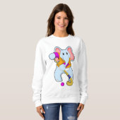 Elephant bij Hockey met Hockey bat Trui (Voorkant volledig)
