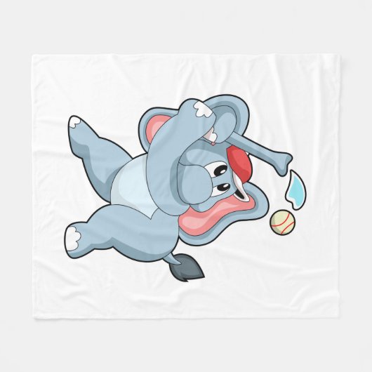 Elephant bij honkbal fleece deken (Voorkant (Horizontaal))