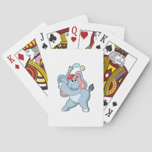 Elephant bij honkbal pokerkaarten