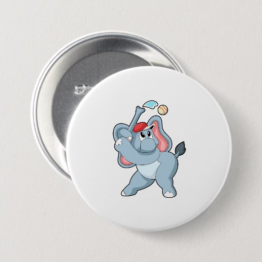 Elephant bij honkbal ronde button 7,6 cm (Voorkant /achterkant)
