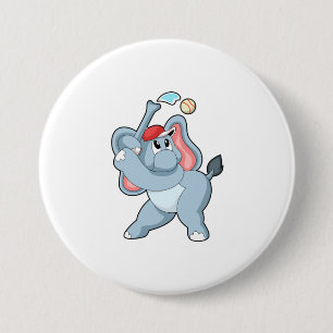 Elephant bij honkbal ronde button 7,6 cm