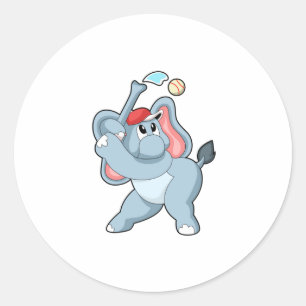 Elephant bij honkbal ronde sticker