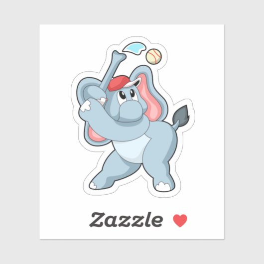 Elephant bij honkbal sticker (Vel)