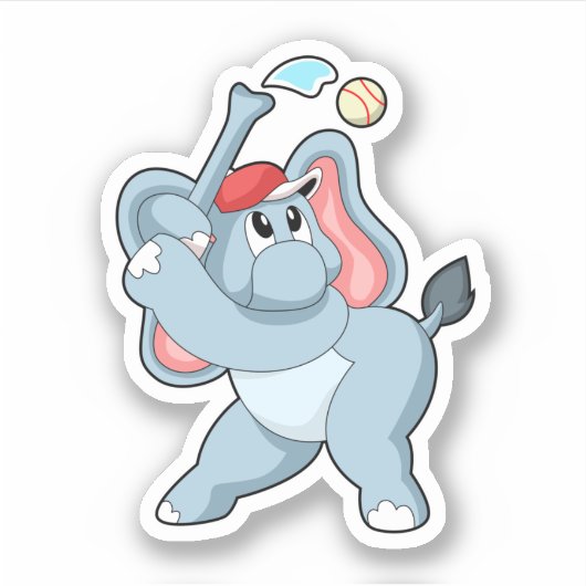 Elephant bij honkbal sticker (Voorkant)