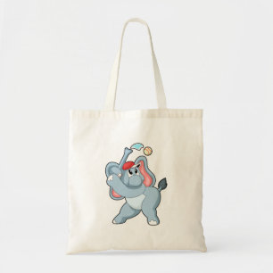 Elephant bij honkbal tote bag