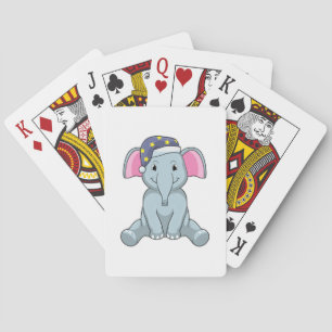 Elephant bij slaapstand met nachtelijk pet pokerkaarten
