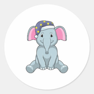 Elephant bij slaapstand met nachtelijk pet ronde sticker