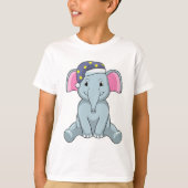 Elephant bij slaapstand met nachtelijk pet t-shirt (Voorkant)