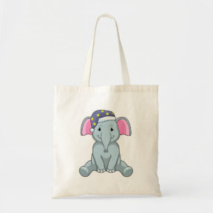 Elephant bij slaapstand met nachtelijk pet tote bag