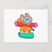 Elephant bij Snowboarding met Snowboard Briefkaart (Voorkant)