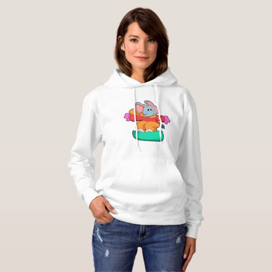 Elephant bij Snowboarding met Snowboard Hoodie (Voorkant volledig)