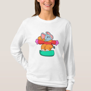 Elephant bij Snowboarding met Snowboard T-shirt