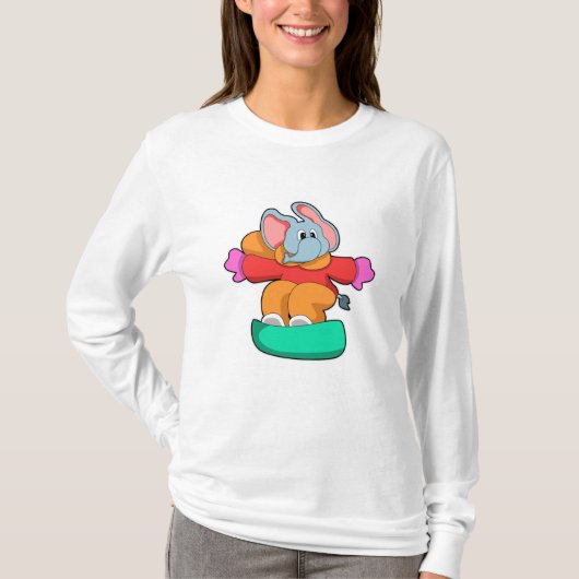 Elephant bij Snowboarding met Snowboard T-shirt (Voorkant)