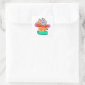 Elephant bij Snowboarding met Snowboard Vierkante Sticker (Tas)