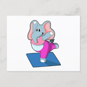 Elephant bij Yoga Stretching-oefeningen Briefkaart