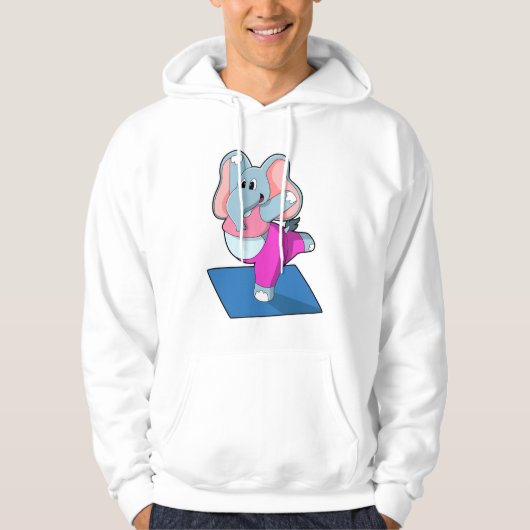 Elephant bij Yoga Stretching-oefeningen Hoodie (Voorkant)