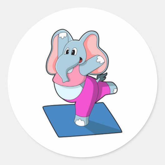 Elephant bij Yoga Stretching-oefeningen Ronde Sticker (Voorkant)