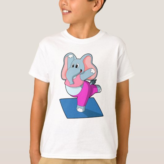Elephant bij Yoga Stretching-oefeningen T-shirt (Voorkant)