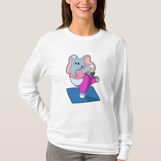 Elephant bij Yoga Stretching-oefeningen T-shirt (Voorkant)