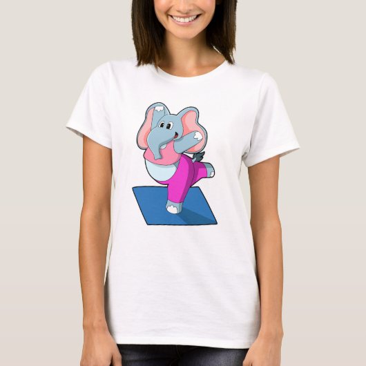 Elephant bij Yoga Stretching-oefeningen T-shirt (Voorkant)